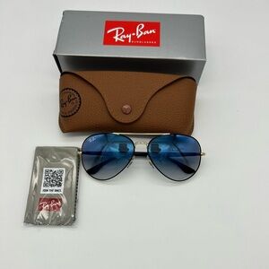 Ray Ban 0RB3675 Black Blue Sunglasses Unisex  Aviator 58mm New